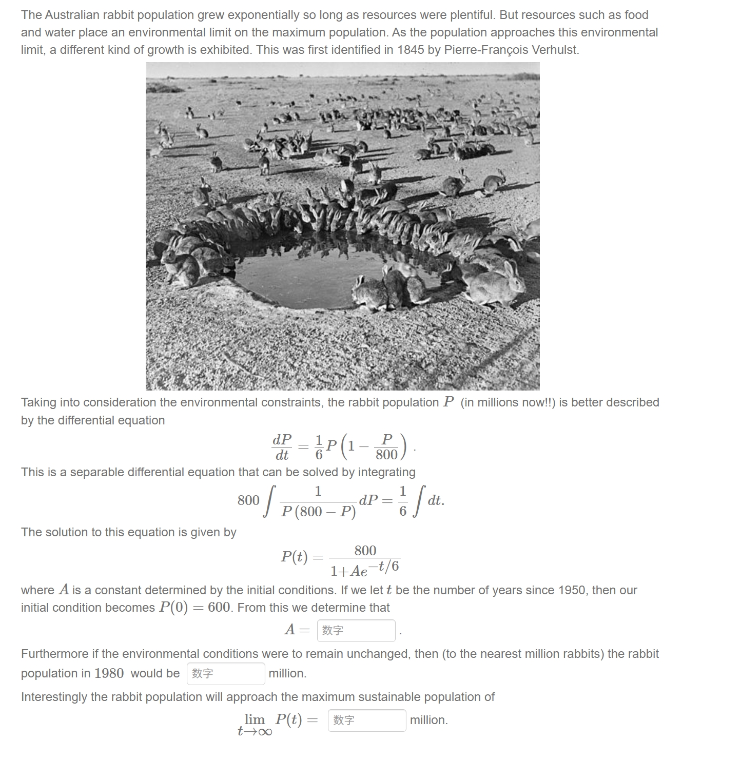 b y the differential equation d P d t = 1 6 P ( 1
