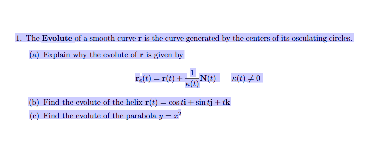 The Evolute o f a smooth curve r i s the curve