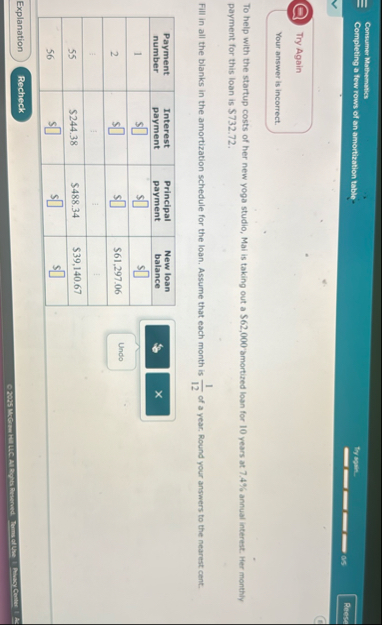 Consumer Mathematics Completing a few rows of an