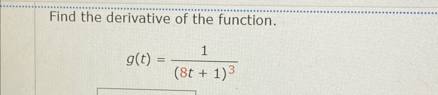 g ( t ) = 1 ( 8 t + 1 ) 3