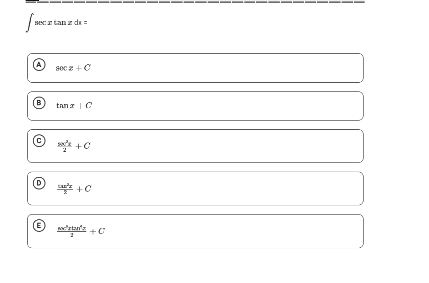s e c x t a n x d x = s e c 2 x 2 + C t a n 2 x 2