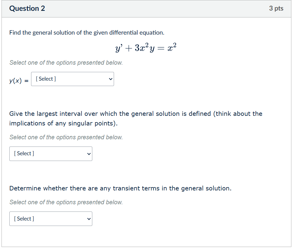 Question 2 Find the general solution of the given