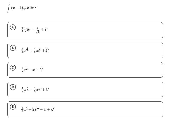 ( x - 1 ) x 2 d x = 3 2 x 2 - 1 x 2 + C 2 3 x 3 2