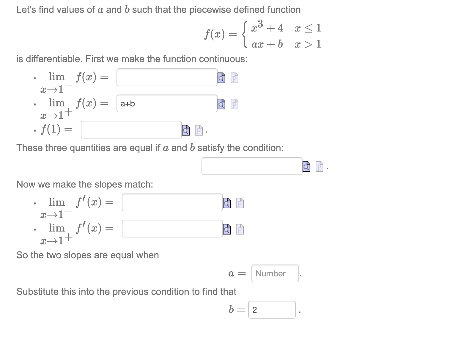 Let's find values o f a and b such that the