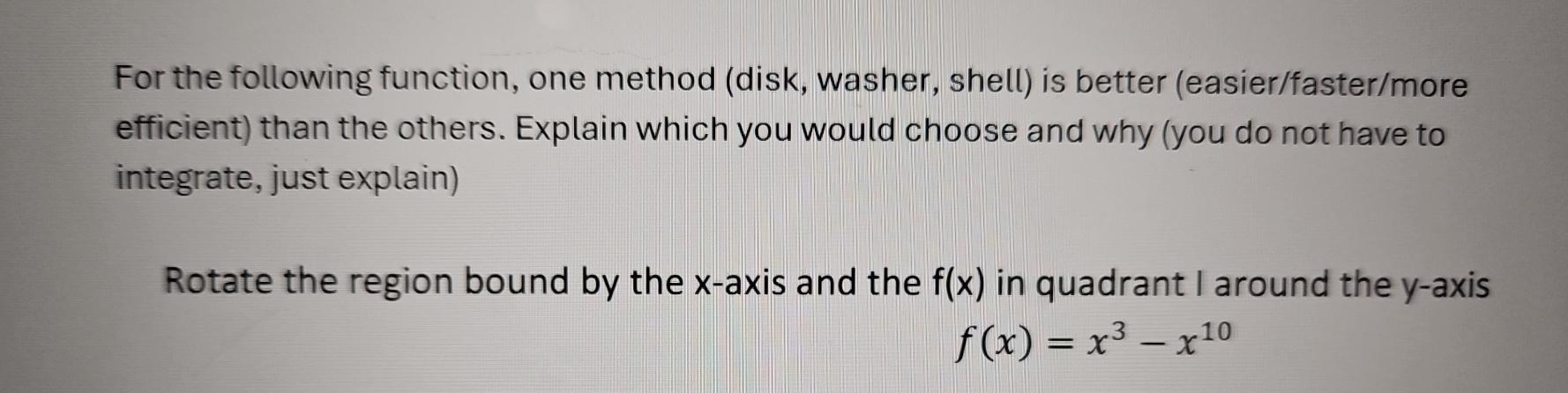 For the following function, one method ( disk ,