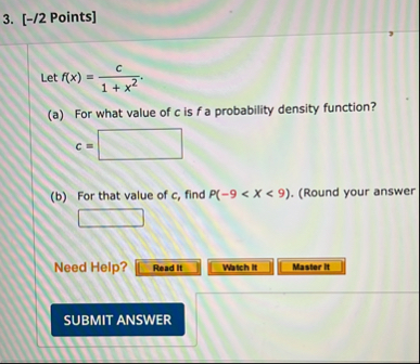 [ - / 2 Points ] Let f ( x ) = c 1 x 2 . ( a )