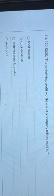 FIN 3 7 0 - 5 0 2 0 / The underlying credit