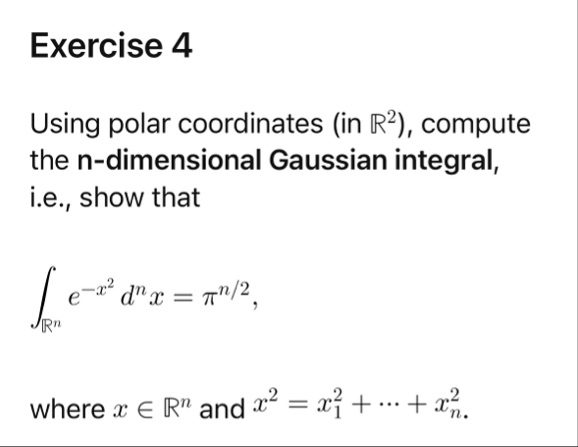 Exercise 4 Using polar coordinates ( in R 2 ) ,