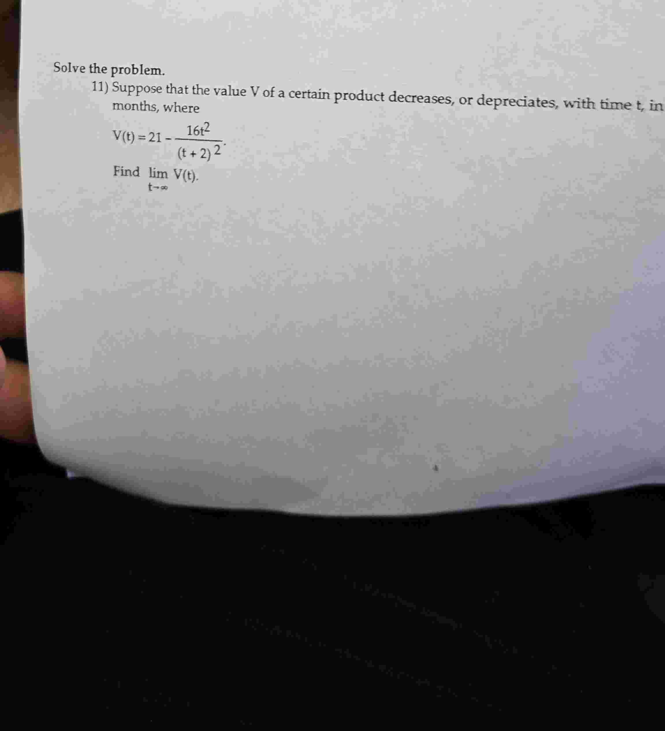 Solve the problem. Suppose that the value V o f a