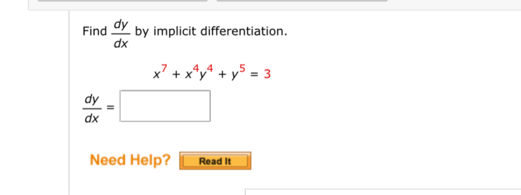 Find d y d x b y implicit differentiation. d y d