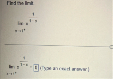 Find the limit . lim x 1 x 1 1 - x lim x 1 x 1 1