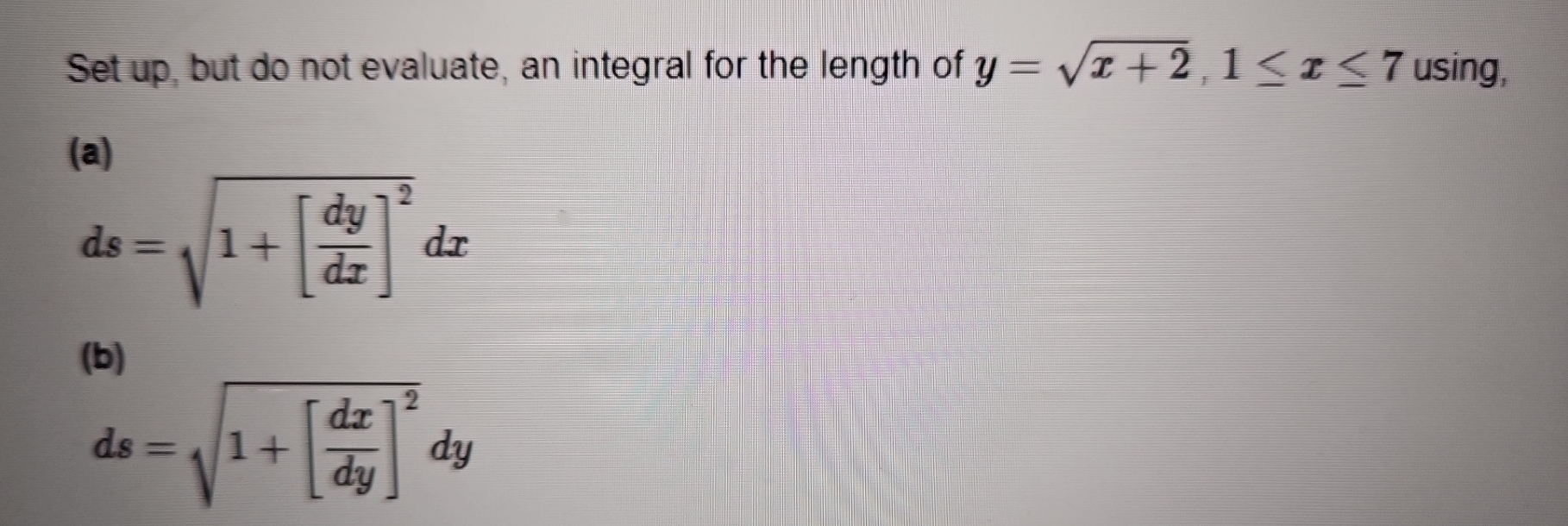 Set up , but do not evaluate, an integral for the