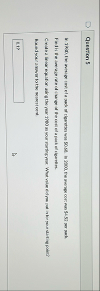 Question 5 In 1 9 8 0 , the average cost of a