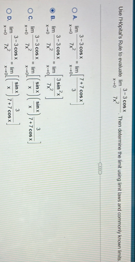 Use l ' H pital ' s Rule to evaluate lim x 0 3 -