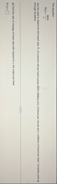 The equation R ( v ) = 5 6 0 0 v can be used to