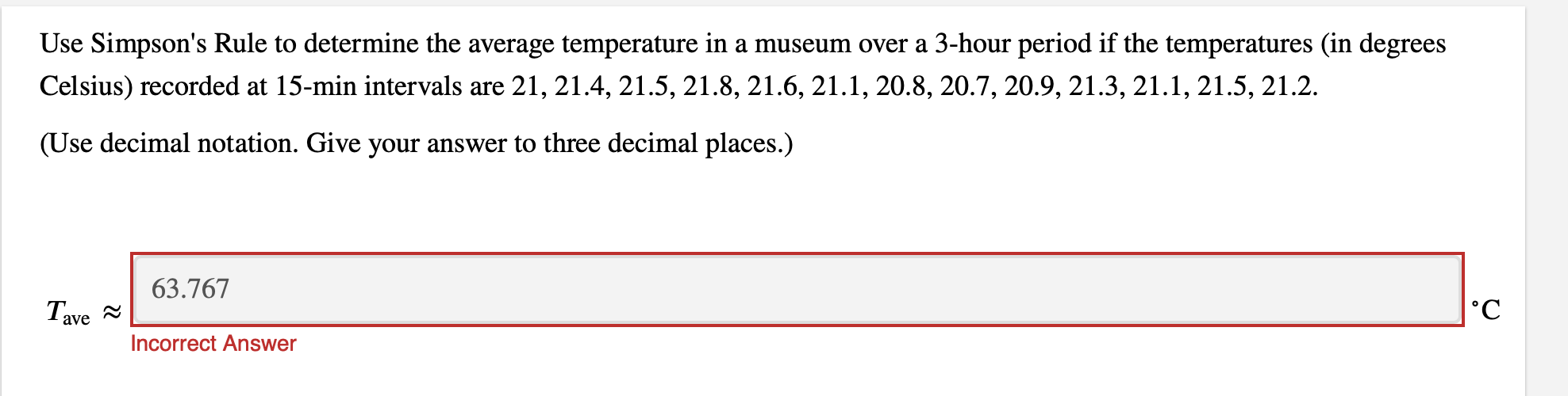 Use Simpson's Rule t o determine the average