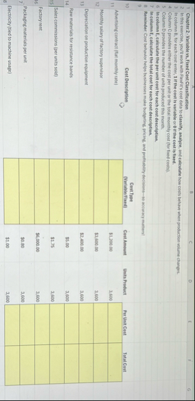Chapter 2 - Variable vs , Fired Cost