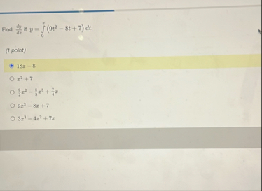 Find 2 d t it y = 0 7 ( 9 t 2 - 8 t 7 ) d t ( t