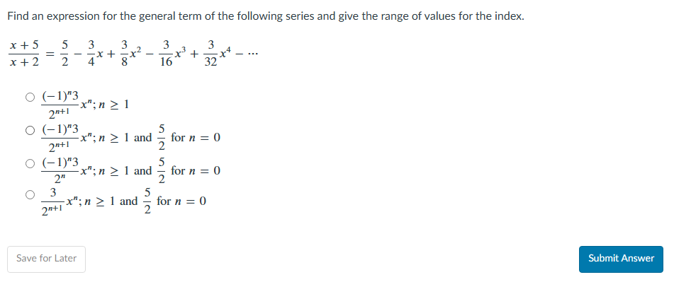 Find a n expression for the general term o f the