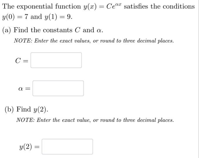 The exponential function y ( x ) = C e x
