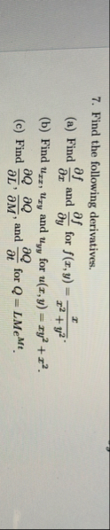 Find the following derivatives. ( a ) Find d e l