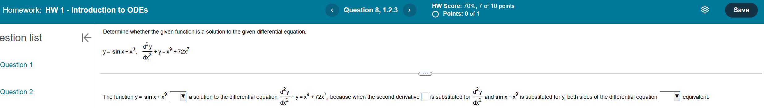 Determine whether the given function i s a