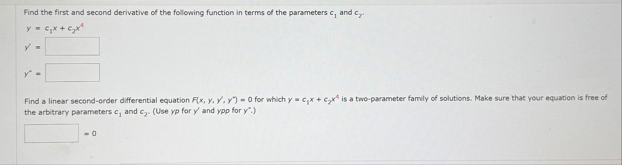 Find the first and second derivative of the