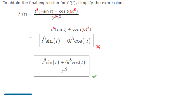 T o obtain the final expression for f ' ( t ) ,