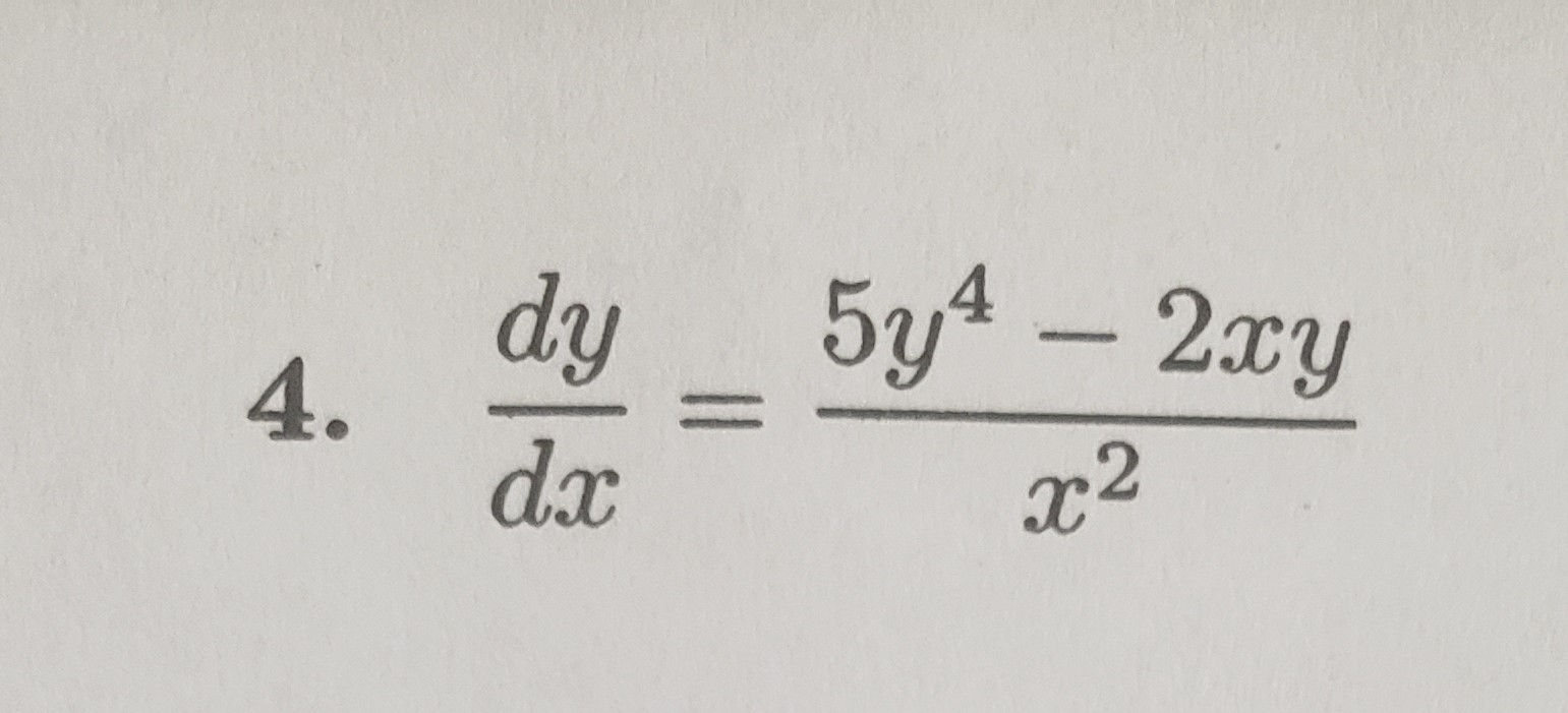 ( dy ) / ( dx ) = ( 5 y ^ ( 4 ) - 2 xy ) / ( x ^