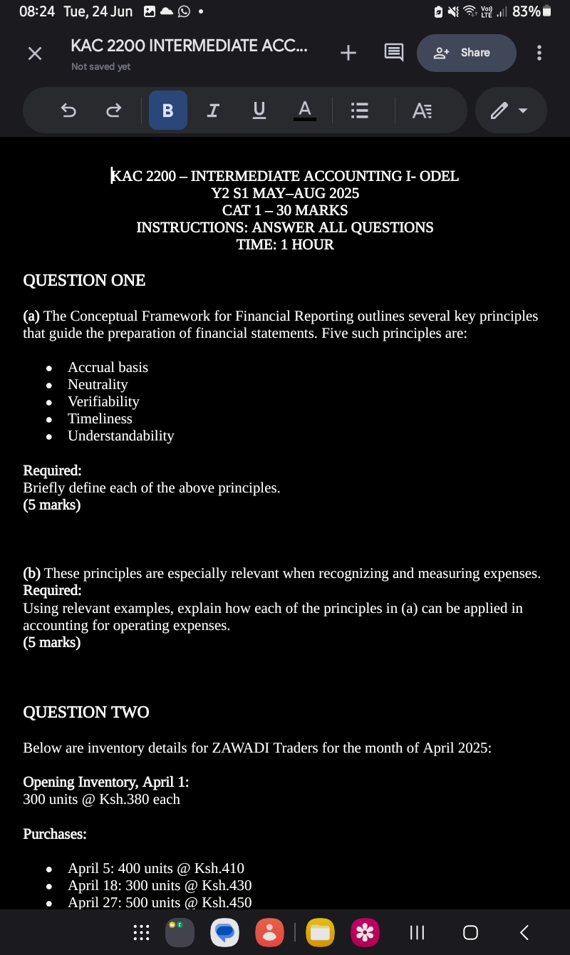KAC 2 2 0 0 - INTERMEDIATE ACCOUNTING I - ODEL Y
