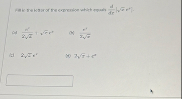 FIII in the letter of the expression which equals