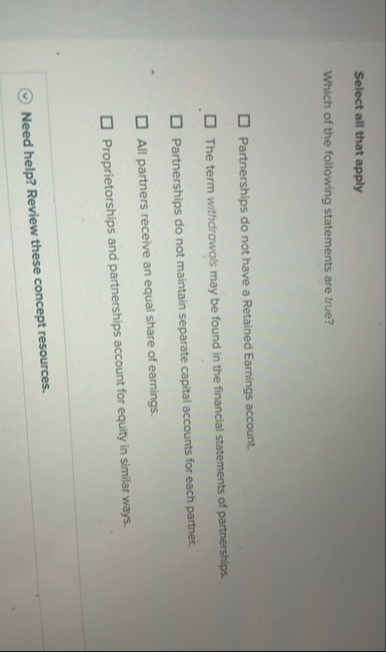 Select all that apply Which of the following