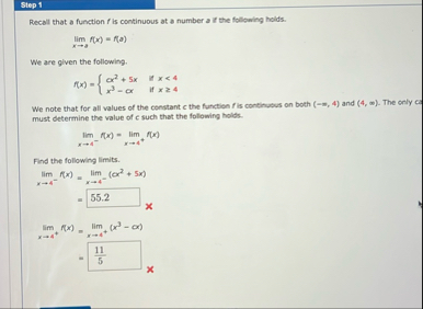 Step 1 Recall that a function f is continuous at