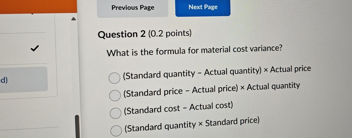 Question 2 ( 0 . 2 points ) What is the formula