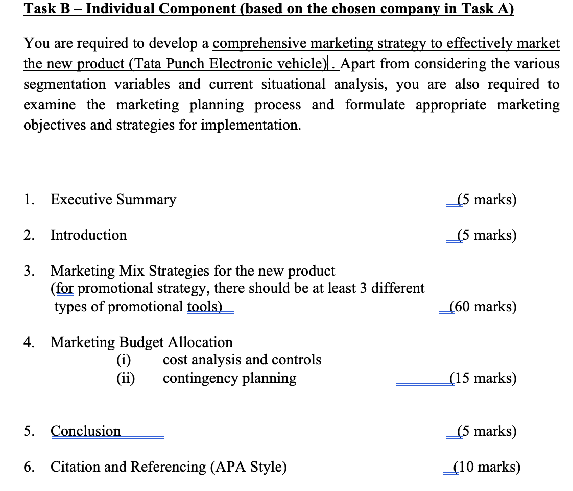 Task B - Individual Component ( based on the