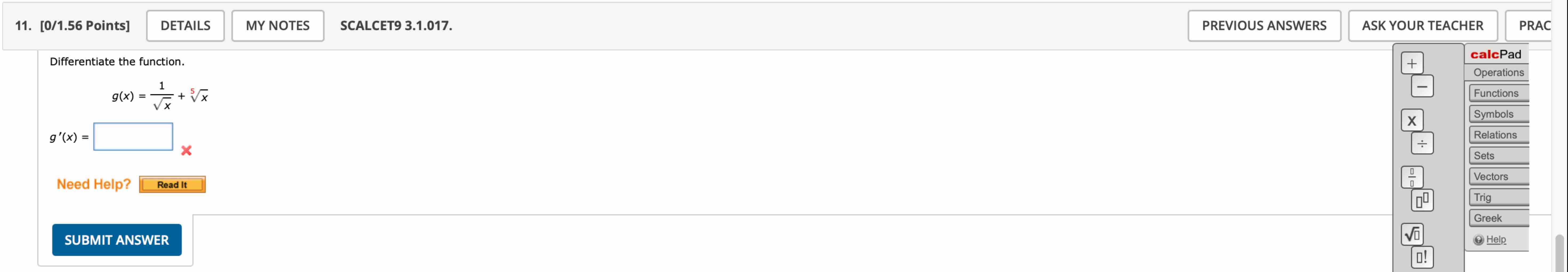 [ 0 1 . 5 6 Points ] SCALCET 9 3 . 1 . 0 1 7 .