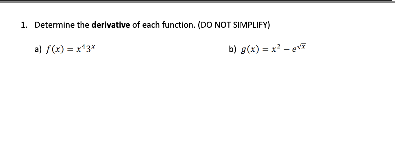 Determine the derivative o f each function. ( D O