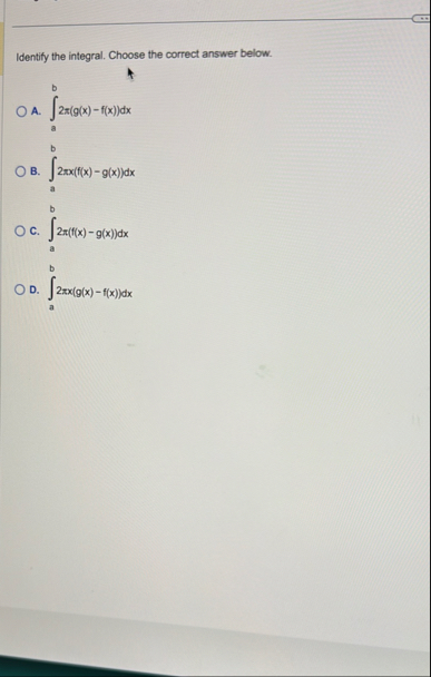Identify the integral. Choose the correct answer