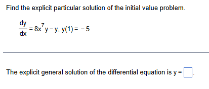 Find the explicit particular solution o f the