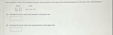 Find equations of the lines through the given