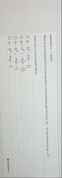 QUESTION 1 5 - 1 POINT What is the standard form
