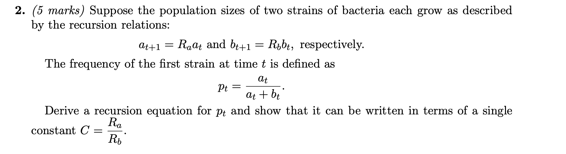 ( 5 marks ) Suppose the population sizes o f two