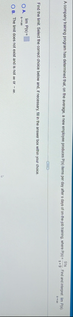 A company training program has determined that,