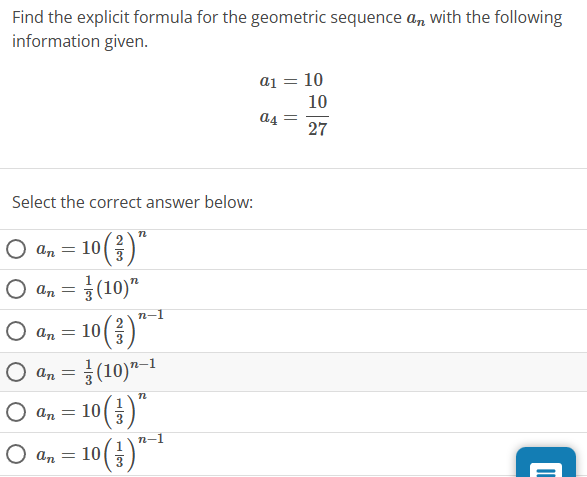 Find the explicit formula for the geometric