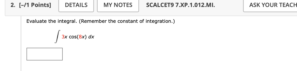 [ - 1 Points ] SCALCET 9 7 . X P . 1 . 0 1 2 . M