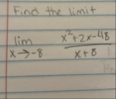 Find the limit lim x - 8 x 2 2 x - 4 8 x 8