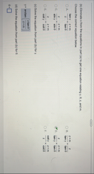 ( b ) Eliminate x from the equations in part ( a