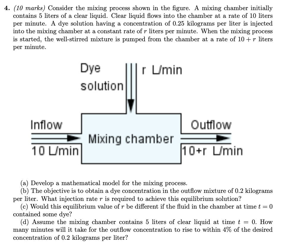 4 . ( 1 0 marks ) Consider the mixing process