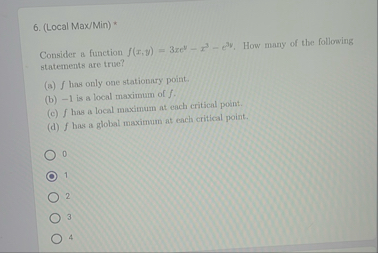 ( Local Max / Min ) * Consider a function f ( x ,