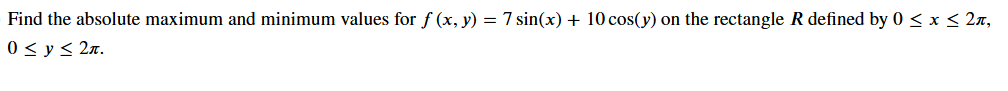 Find the a b s o l u t e maximum and minimum